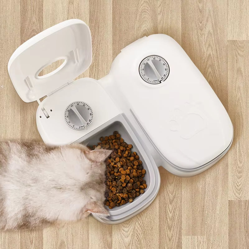 Pet Automatic Timing Feeder Large Capacity Dry&Wet Food Container Detachable Electric Double Dish Bowl for Cats Dogs