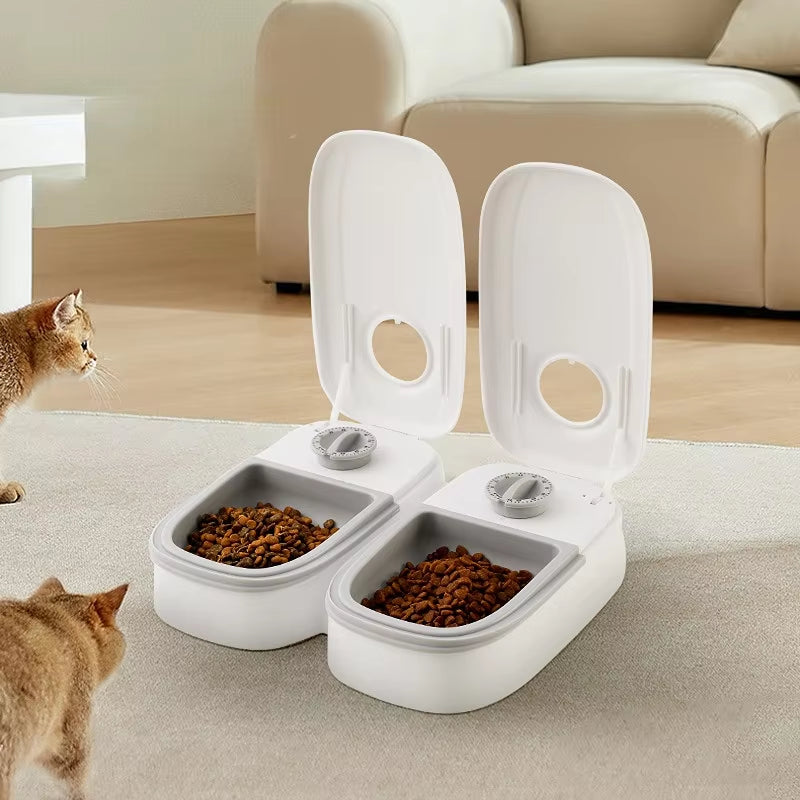 Pet Automatic Timing Feeder Large Capacity Dry&Wet Food Container Detachable Electric Double Dish Bowl for Cats Dogs