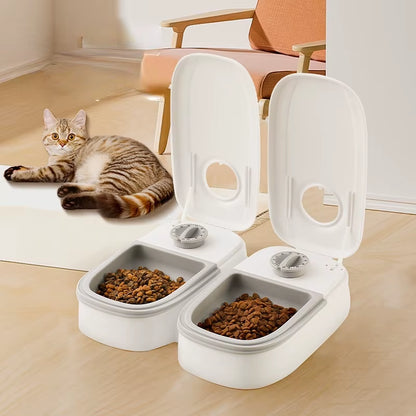 Pet Automatic Timing Feeder Large Capacity Dry&Wet Food Container Detachable Electric Double Dish Bowl for Cats Dogs